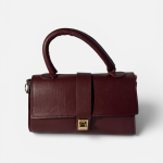 Elegant burgundy handbag for women with gold clasp.