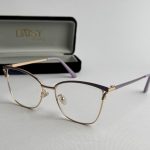 Syze Qetesuese Blue Control glasses with case, elegant design.