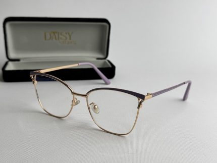 Syze Qetesuese Blue Control glasses with case, elegant design.