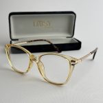 Syze Qetesuese Blue Control glasses with stylish case.