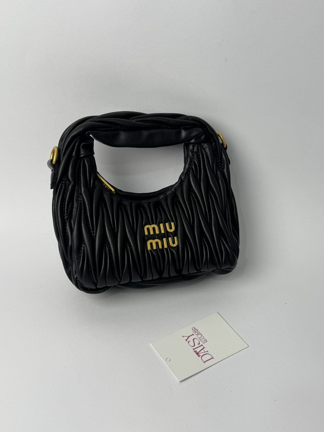 ds-canta-007-kryesore Canta Femrash Miu Miu Wander Hobo black designer handbag.