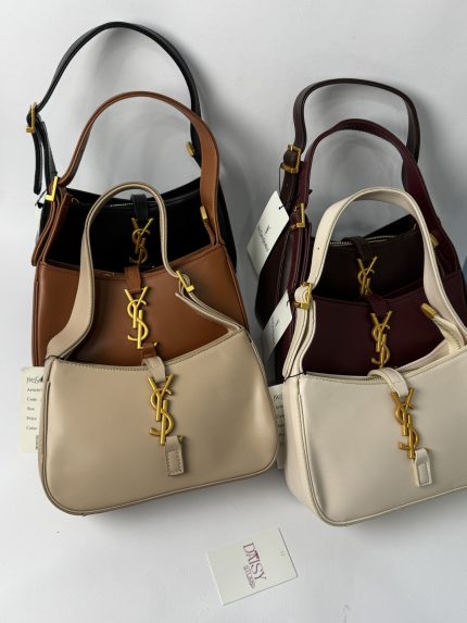 YSL Le5A7 Hobo bags in assorted colors displayed elegantly.