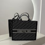 Christian Dior Book Tote, elegant women's handbag, black pattern.
