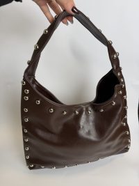 Brown studded handbag, stylish and comfortable, Daisy Store.