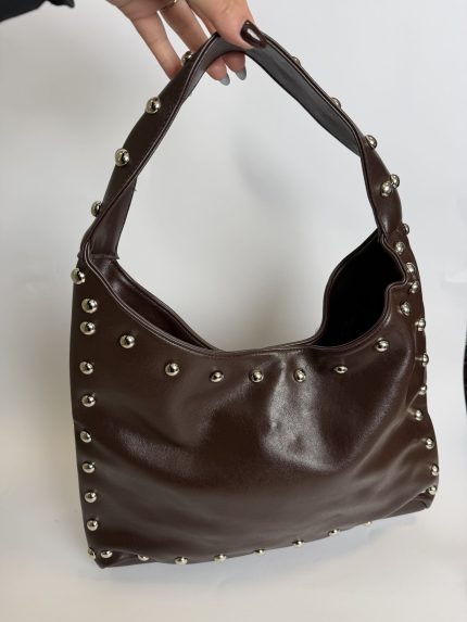 Brown studded handbag, stylish and comfortable, Daisy Store.