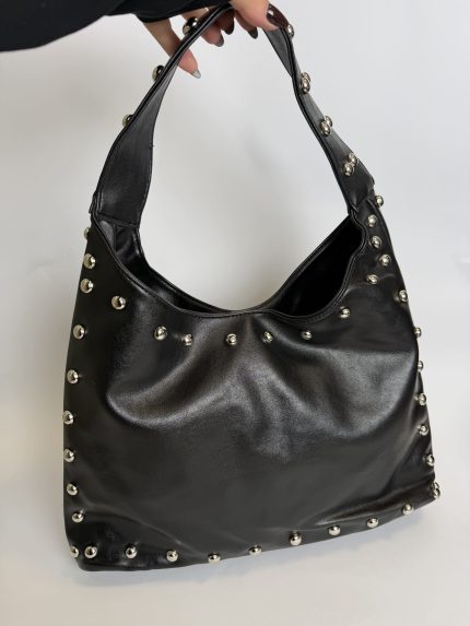Black studded handbag, stylish and comfortable, Daisy Store.