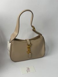 Çanta Femrash YSL Hobo, elegant beige handbag with gold logo.