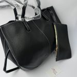 Black Polene Tote Bag with small pouch, elegant design.