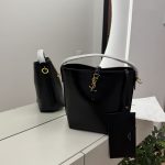 YSL black bucket bag for women, elegant and stylish design.