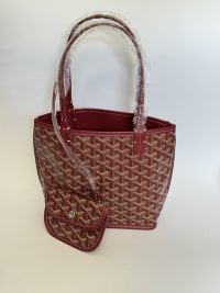 Goyard Anjou Tote Bag, elegant red pattern, luxury fashion accessory.