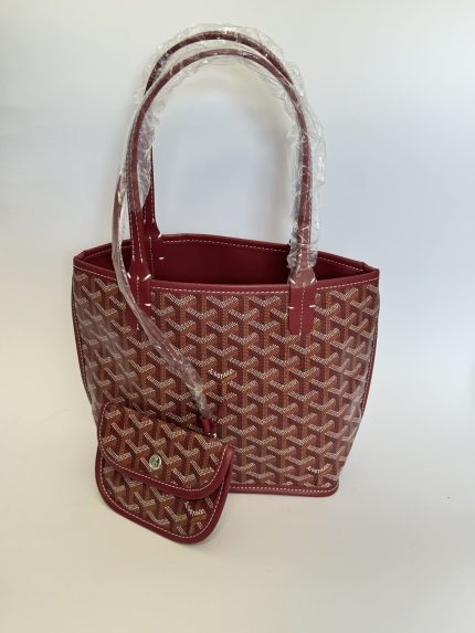Goyard Anjou Tote Bag, elegant red pattern, luxury fashion accessory.