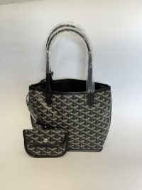 Goyard Anjou Tote Bag with matching pouch, elegant black pattern.