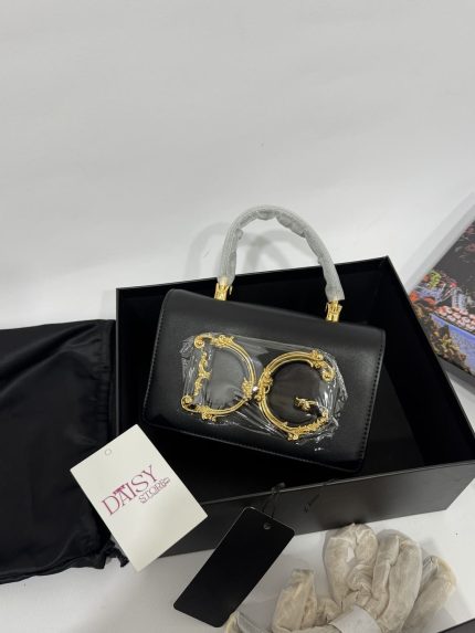 Çantë Dolce Gabbana DG logo, black leather handbag in box.