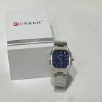 Curren Ora Katrore Dial Blu watch with box, silver bracelet.