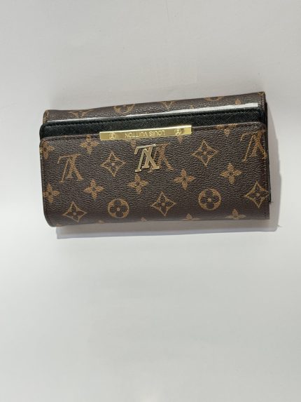 Louis Vuitton women's wallet, elegant monogram design, brown leather.