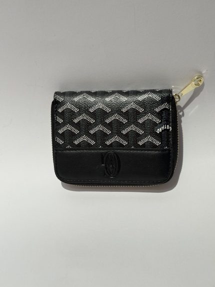 Portofol Guess për femra, black with zigzag pattern, gold zipper.