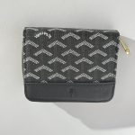Portofol Femrash Saint Laurent, black, patterned wallet with zipper.