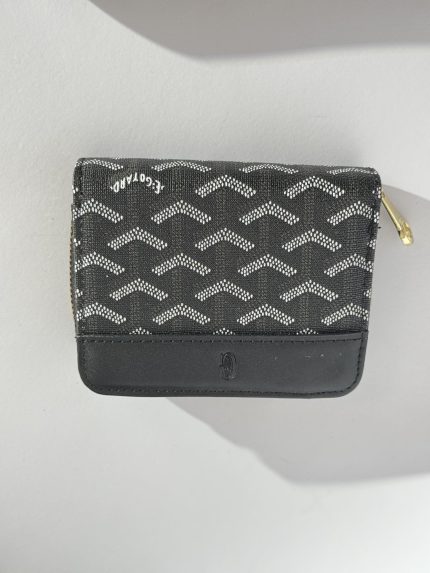 Portofol Femrash Saint Laurent, black, patterned wallet with zipper.