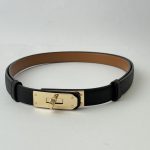 Hermes Kelly leather belt with gold buckle, elegant fashion accessory.