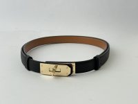 Hermes Kelly leather belt with gold buckle, elegant fashion accessory.