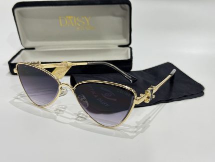Stylish Prada women's sunglasses with gold frame and black case.