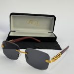 Men's sunglasses with gold accents in elegant case.