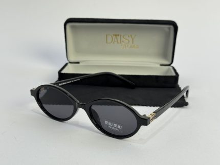 Miu Miu women's sunglasses with case, stylish black design.