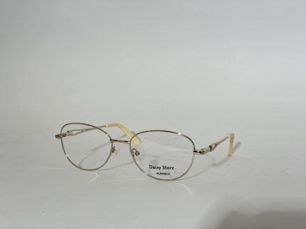 Elegant women's optical frames with gold accents, stylish design.