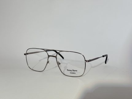 Men's optical glasses with metal frame on white background.