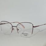 Elegant women's optical glasses with pink metal frame.