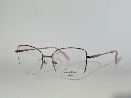 Elegant women's optical glasses with pink metal frame.