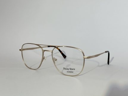 Elegant women's optical glasses with gold frame.