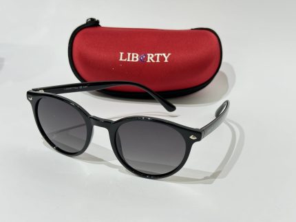 Syze Dielli Liberty Origjinale sunglasses with red case on white background.
