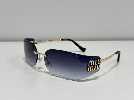 Miu Miu women's sunglasses, elegant gold and blue gradient lenses.