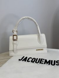 White Jacquemus Le Chiquito Long handbag on display.