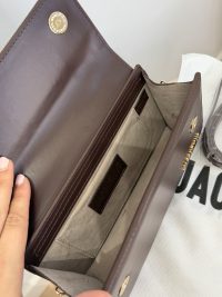 Open brown Jacquemus Le Chiquito Long bag interior view.