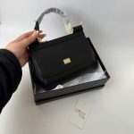 Dolce & Gabbana Sicilia black handbag in box, elegant design.