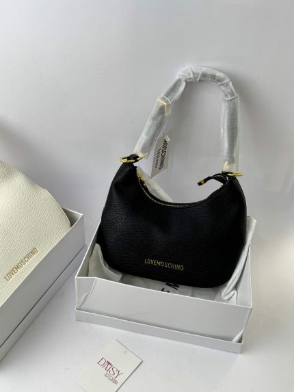 Love Moschino black hobo bag in box, elegant and stylish design.