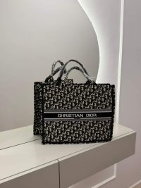 Dior Book Tote Oblique, luxury university bag on display.