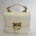 Pinko Love Bag Mini, white with gold bird embellishment.