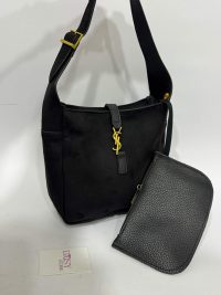 Çantë Saint Laurent Le 5 à 7, black, gold logo, small bag.