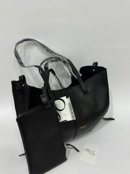 Çantë Polène Cyme Mini, elegant black handbag with pouch.