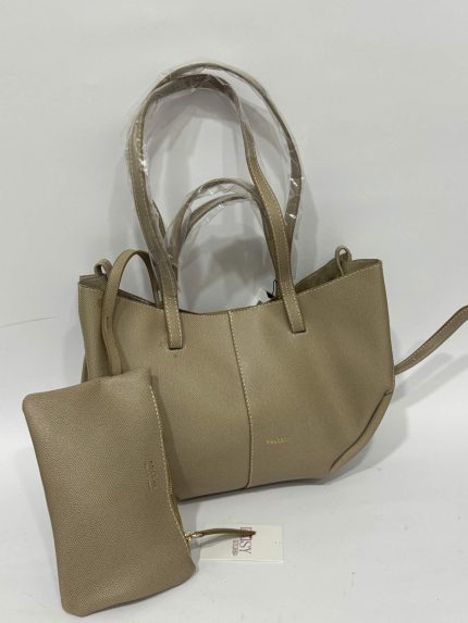 Beige çantë polène cyme mini handbag with pouch.