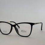 Women's stylish black eyeglasses with sleek design and comfort.