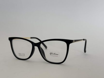 Women's stylish black eyeglasses with sleek design and comfort.