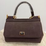 Dolce & Gabbana handbag, elegant brown leather with gold accents.