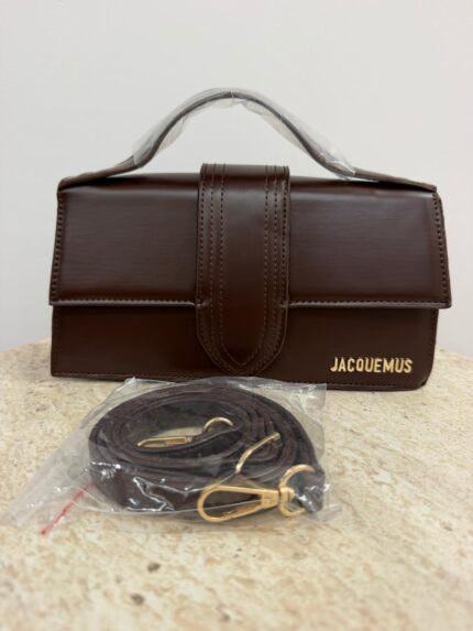 Brown Jacquemus Le Bambino Long handbag with detachable strap.
